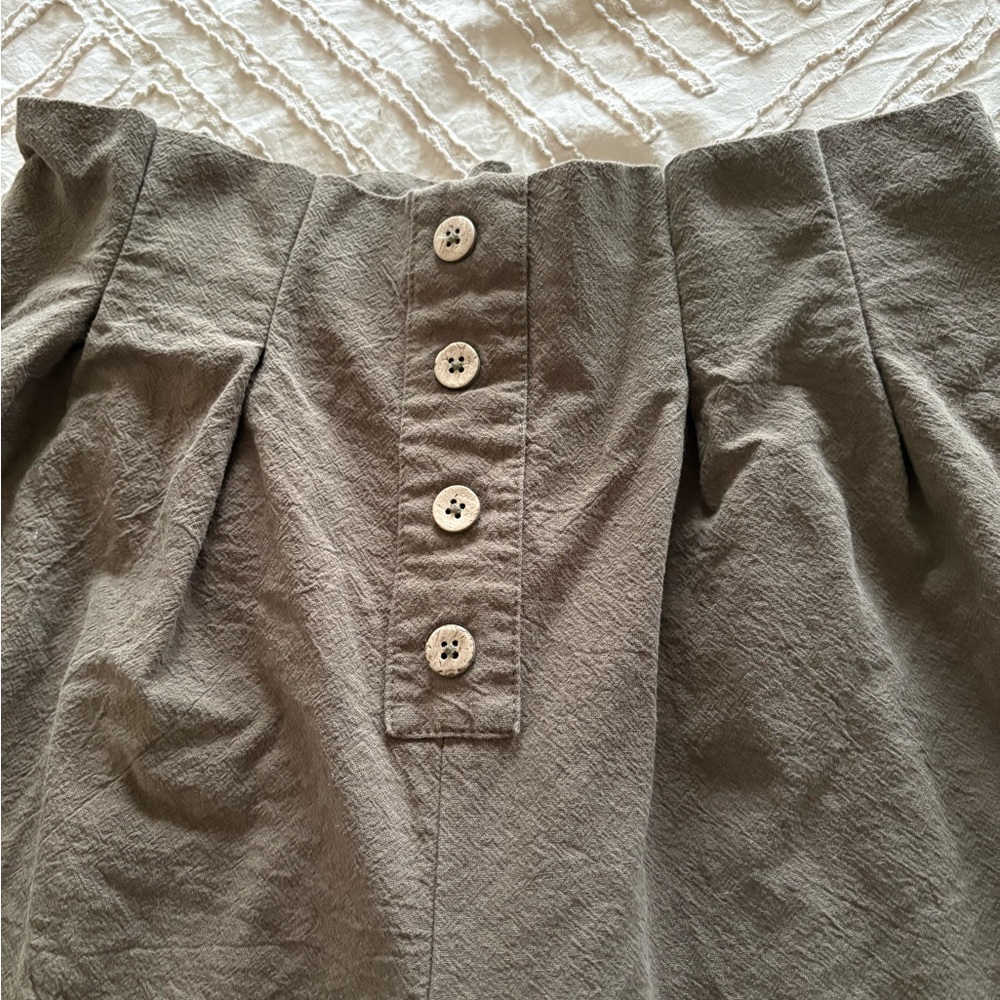 Olive Faux Button-Front Pants